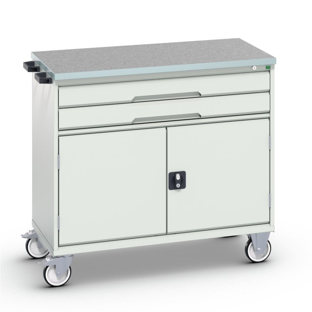 Illustration du produit: bott verso Chariot d’atelier, avec 2 tiroirs, porte et top en linoléum