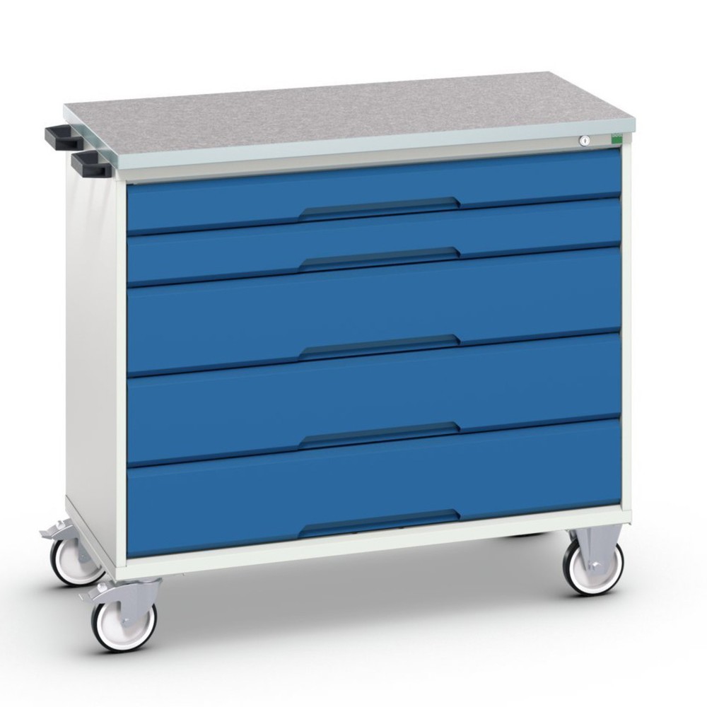 Produktabbildung Nr. 1: bott verso Chariot d’atelier, avec 5 tiroirs et top en linoléum, lxPxH : 1050 x 600 x 980 mm