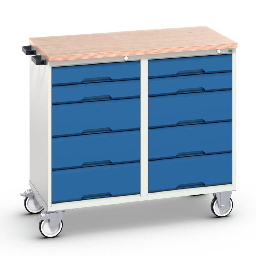 Illustration du produit: bott Chariot de montage verso, avec 10 tiroirs et top en multiplex, lxPxH : 1 050 x 600 x 980 mm