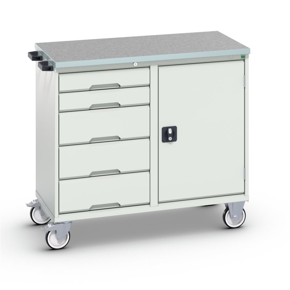 Illustration du produit: bott verso Chariot de montage, avec 5 tiroirs, porte et top en linoléum