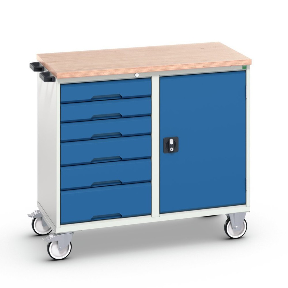 Illustration du produit: bott Chariot de montage verso, avec 6 tiroirs, porte et top en multiplex, lxPxH : 1 050 x 600 x 980 mm