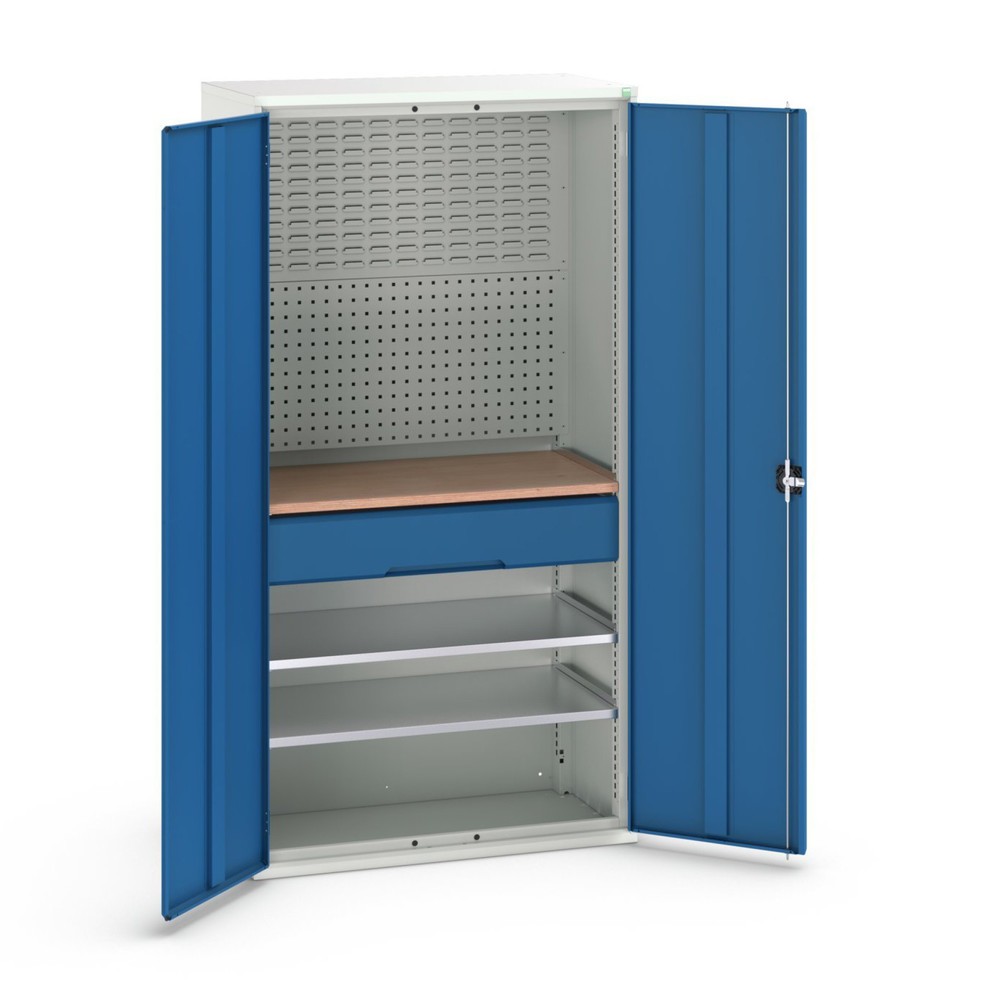 Produktabbildung Nr. 1: bott verso Flügeltürschrank mit 1 Schublade, mit 2 Fachböden und Rückwand, BxTxH: 1050 x550 x 2000 mm