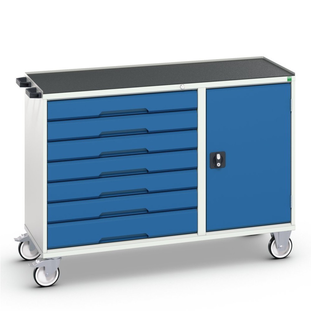 Produktabbildung Nr. 1: bott verso Montagewagen, mit 7 Schubladen, Tür und Abrollrand, BxTxH: 1300 x 550 x 965 mm
