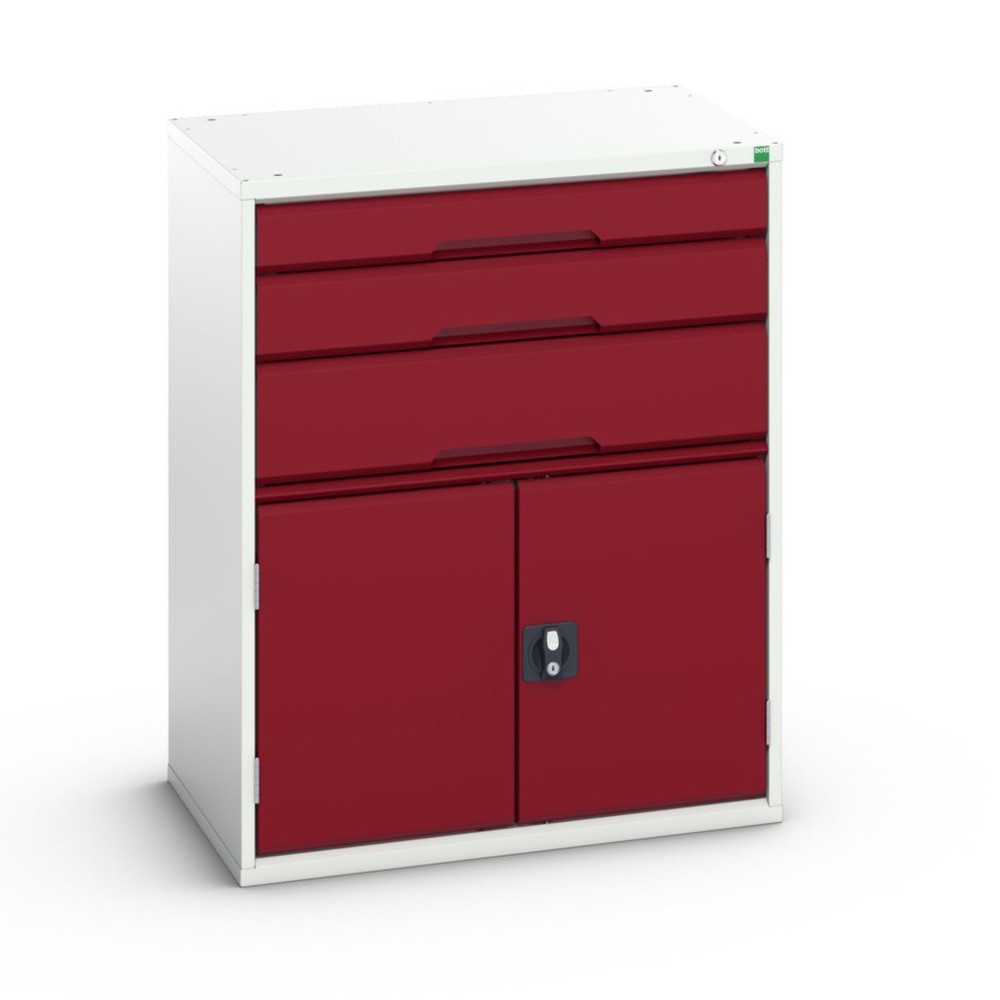 Produktabbildung: bott verso Schubladenschrank mit Flügeltür, 3 Schubladen, Einzelauszug, Fachboden, BxTxH: 800 x 550 x 1000 mm