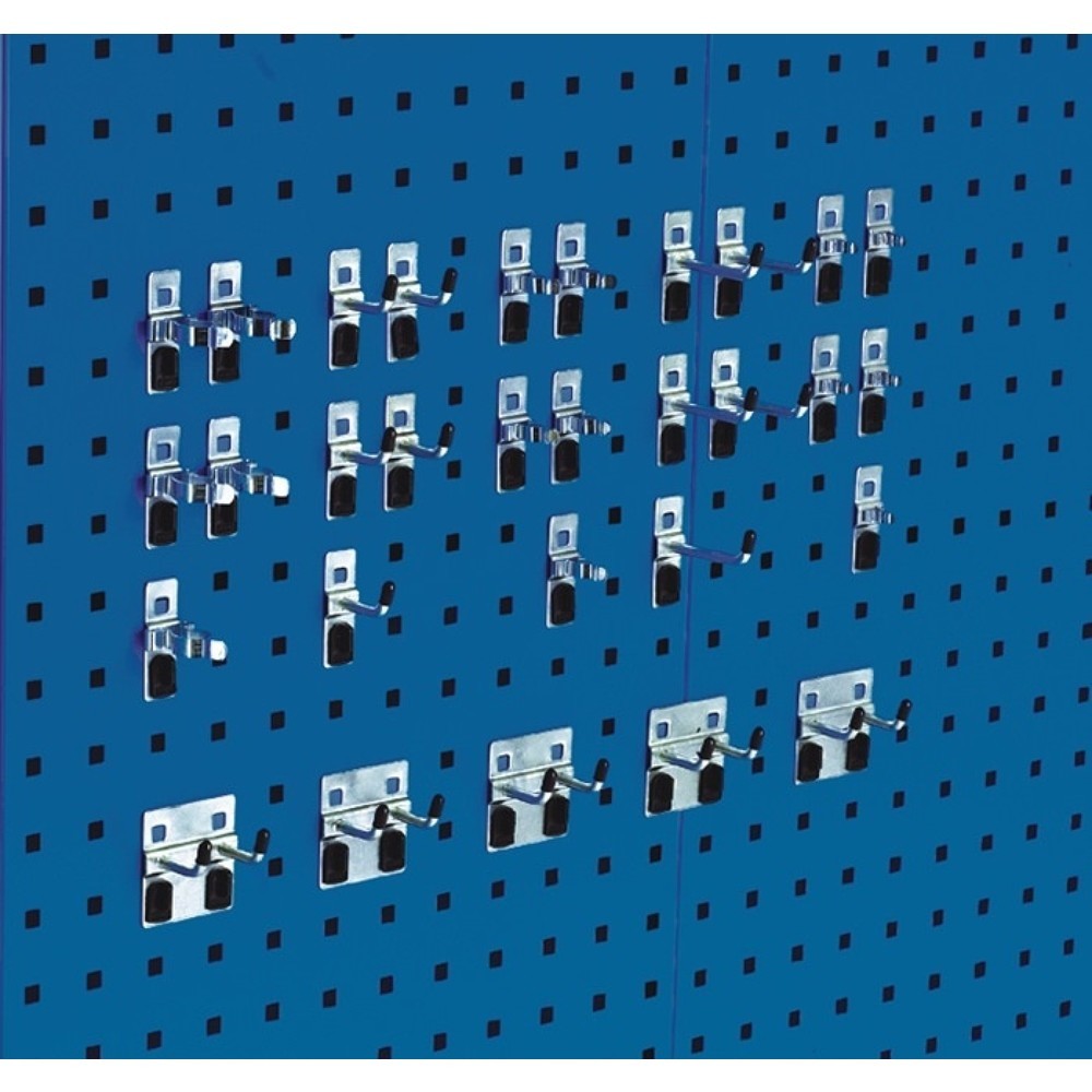 Illustration du produit: bott Werkzeughalter, 10Haken/5Doppelhaken/15einfache Werkzkle, BxHmm, 15 Werkzeugklemmen, 30-tlg.10 Haken/5 Doppelhaken/