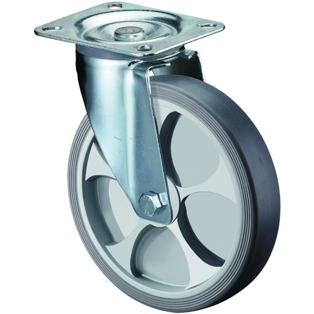 Illustration du produit: BS ROLLEN Roue directrice, thermoplastique, roue Ø 80 mm, capacité de charge 100 kg, plaque L104xl80 mm