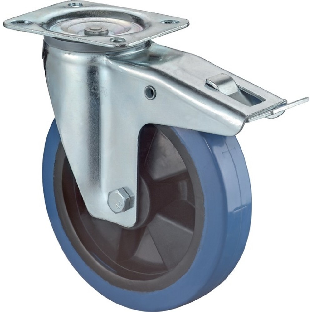 Illustration du produit: BS ROLLEN Roue directrice, avec dispositif de blocage plastique, Ø de la roue 100 mm, capacité de charge 140 kg, 104x80 mm