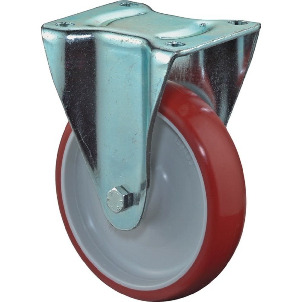 Illustration du produit: BS ROLLEN Roue fixe, polyuréthane moulé, Ø de la roue 125 mm, capacité de charge 150 kg, plaque L104xl80 mm