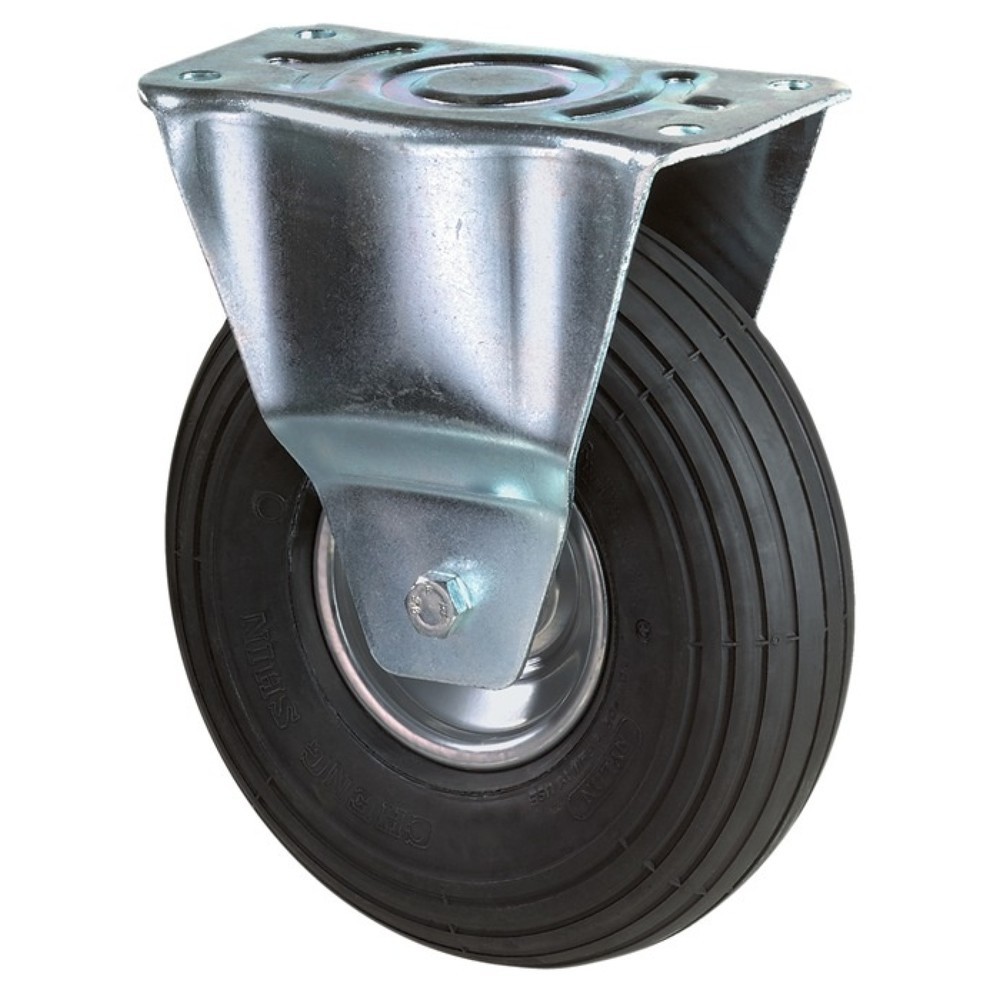 Illustration du produit: BS ROLLEN Roue fixe, roue directrice avec plaque à visser, Ø de la roue 260 mm, capacité de charge 130 kg, profil rainuré