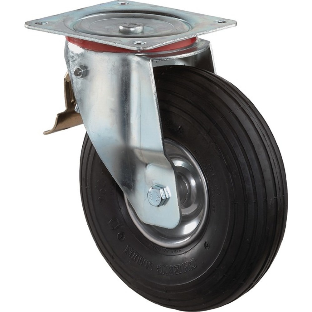 Illustration du produit: BS ROLLEN Roue gonflable, roue directrice avec plaque à visser, Ø de la roue 200 mm, capacité de charge 75 kg, bandage pneumatique noir