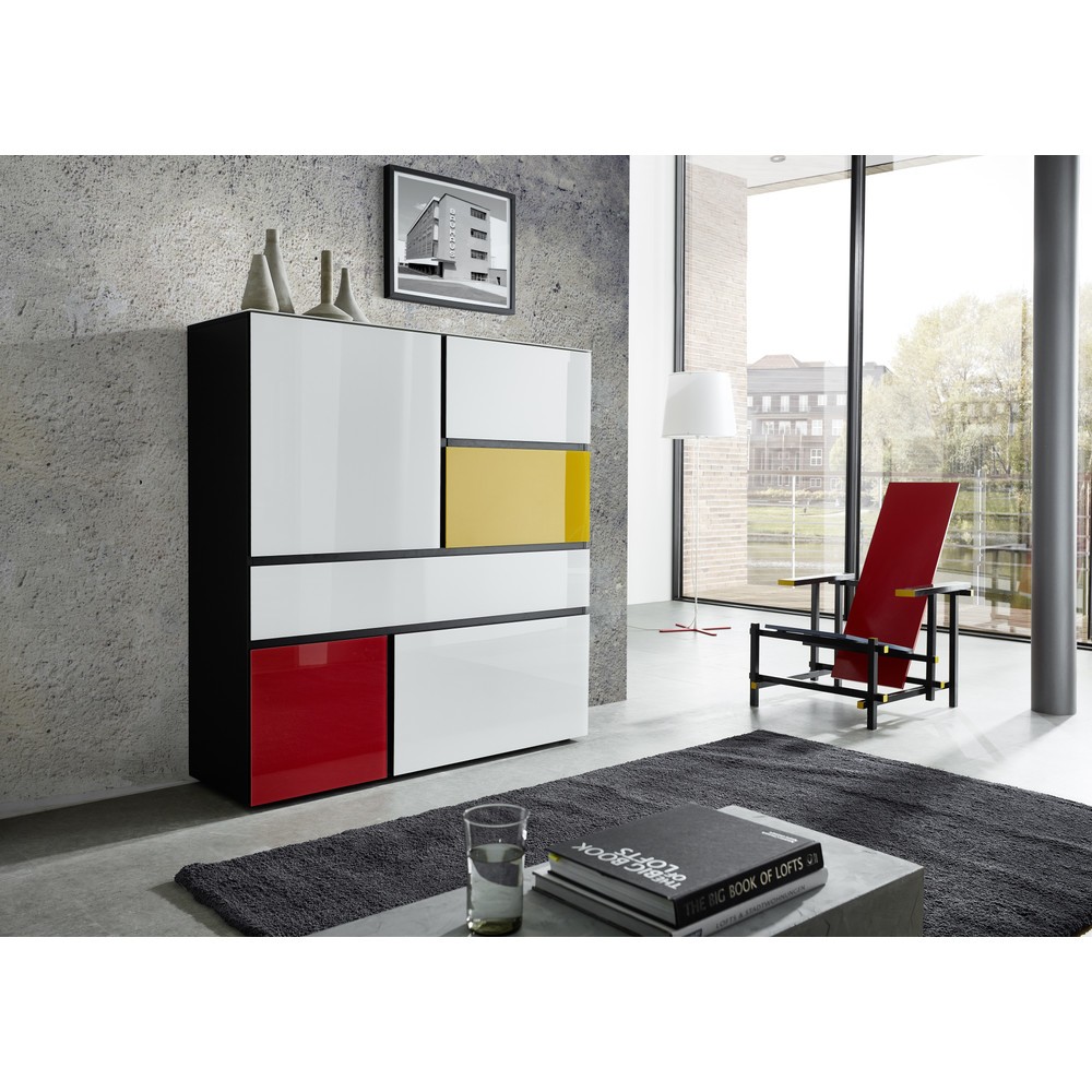 Produktabbildung Nr. 2: Buffet haut IDEEUS, 3 portes battantes (Push to open), 1 tiroir avec fermeture automatique, 1 compartiment basculant, hauteur 1 300 mm, largeur 1 200 mm