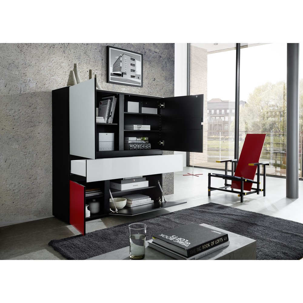 Produktabbildung Nr. 3: Buffet haut IDEEUS, 3 portes battantes (Push to open), 1 tiroir avec fermeture automatique, 1 compartiment basculant, hauteur 1 300 mm, largeur 1 200 mm