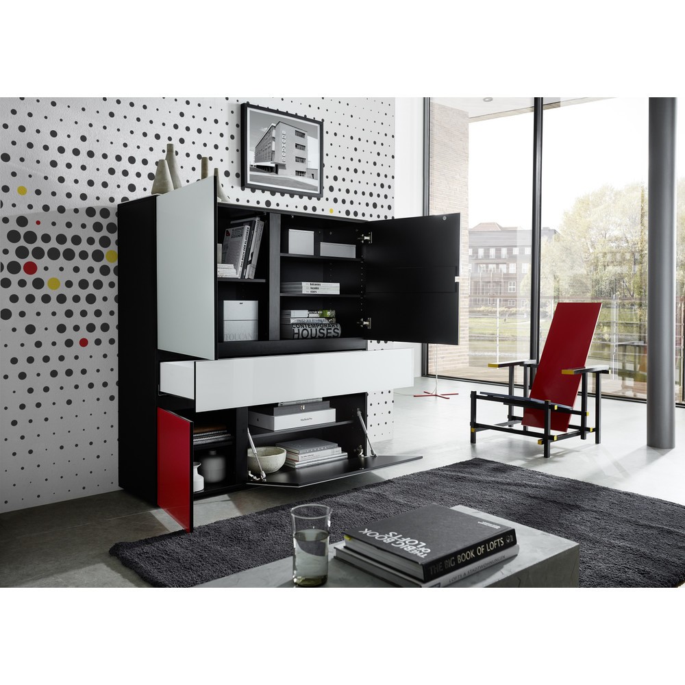 Produktabbildung Nr. 10: Buffet haut IDEEUS, 3 portes battantes (Push to open), 1 tiroir avec fermeture automatique, 1 compartiment basculant, hauteur 1 300 mm, largeur 1 200 mm