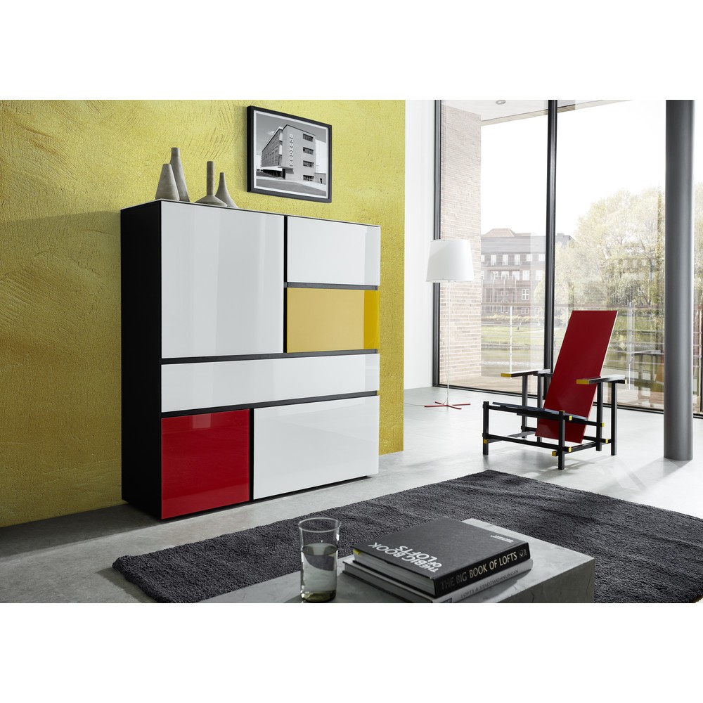 Produktabbildung Nr. 11: Buffet haut IDEEUS, 3 portes battantes (Push to open), 1 tiroir avec fermeture automatique, 1 compartiment basculant, hauteur 1 300 mm, largeur 1 200 mm