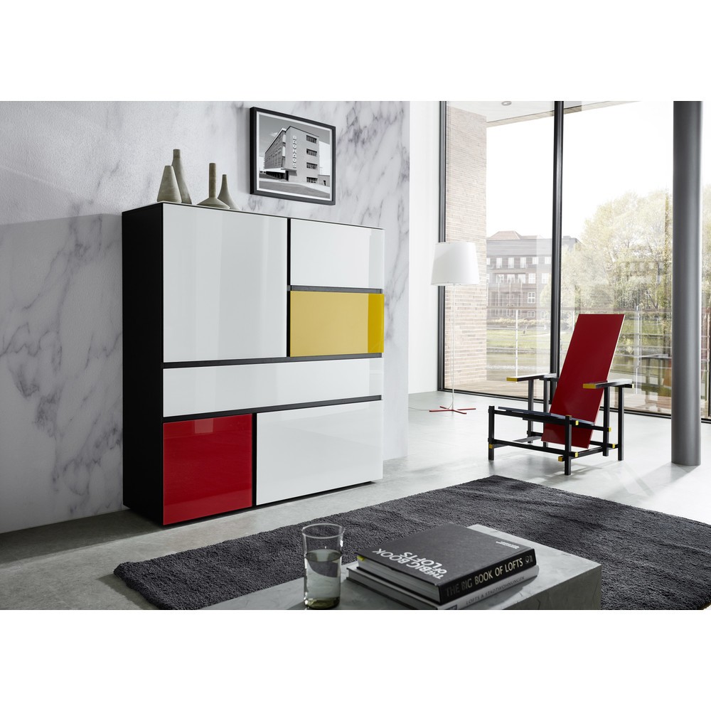 Produktabbildung Nr. 14: Buffet haut IDEEUS, 3 portes battantes (Push to open), 1 tiroir avec fermeture automatique, 1 compartiment basculant, hauteur 1 300 mm, largeur 1 200 mm