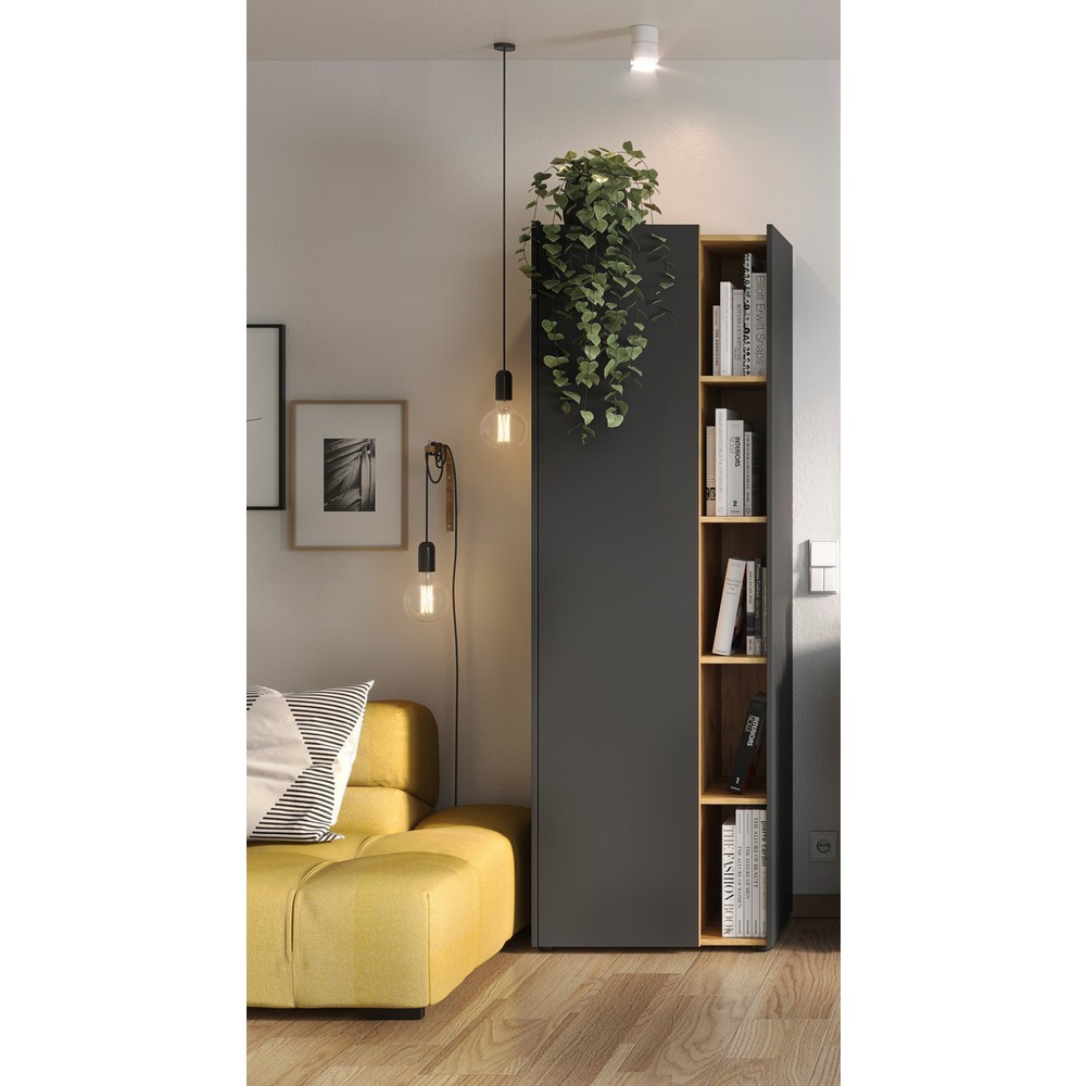 Produktabbildung Nr. 4: Bureau d'angle AUSTIN, 1 290 x 1 070 mm, graphite/noir chêne de Navarre