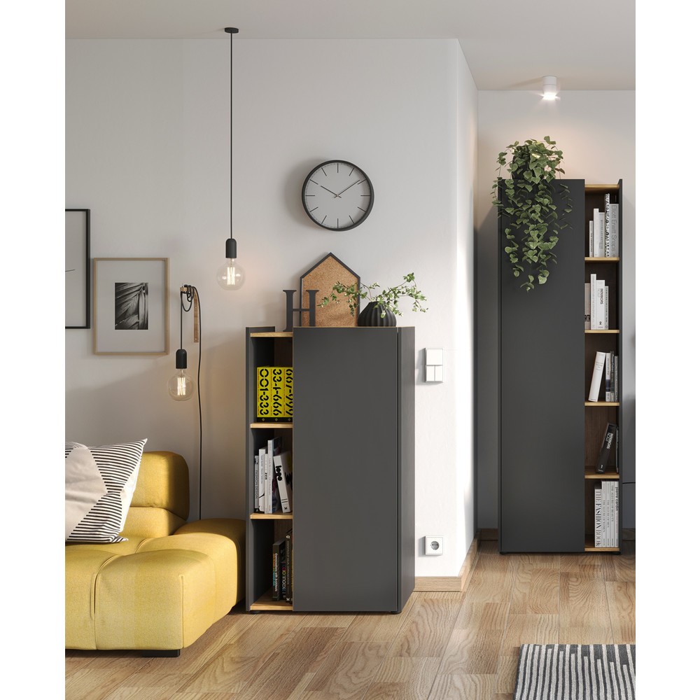 Produktabbildung Nr. 5: Bureau d'angle AUSTIN, 1 290 x 1 070 mm, graphite/noir chêne de Navarre