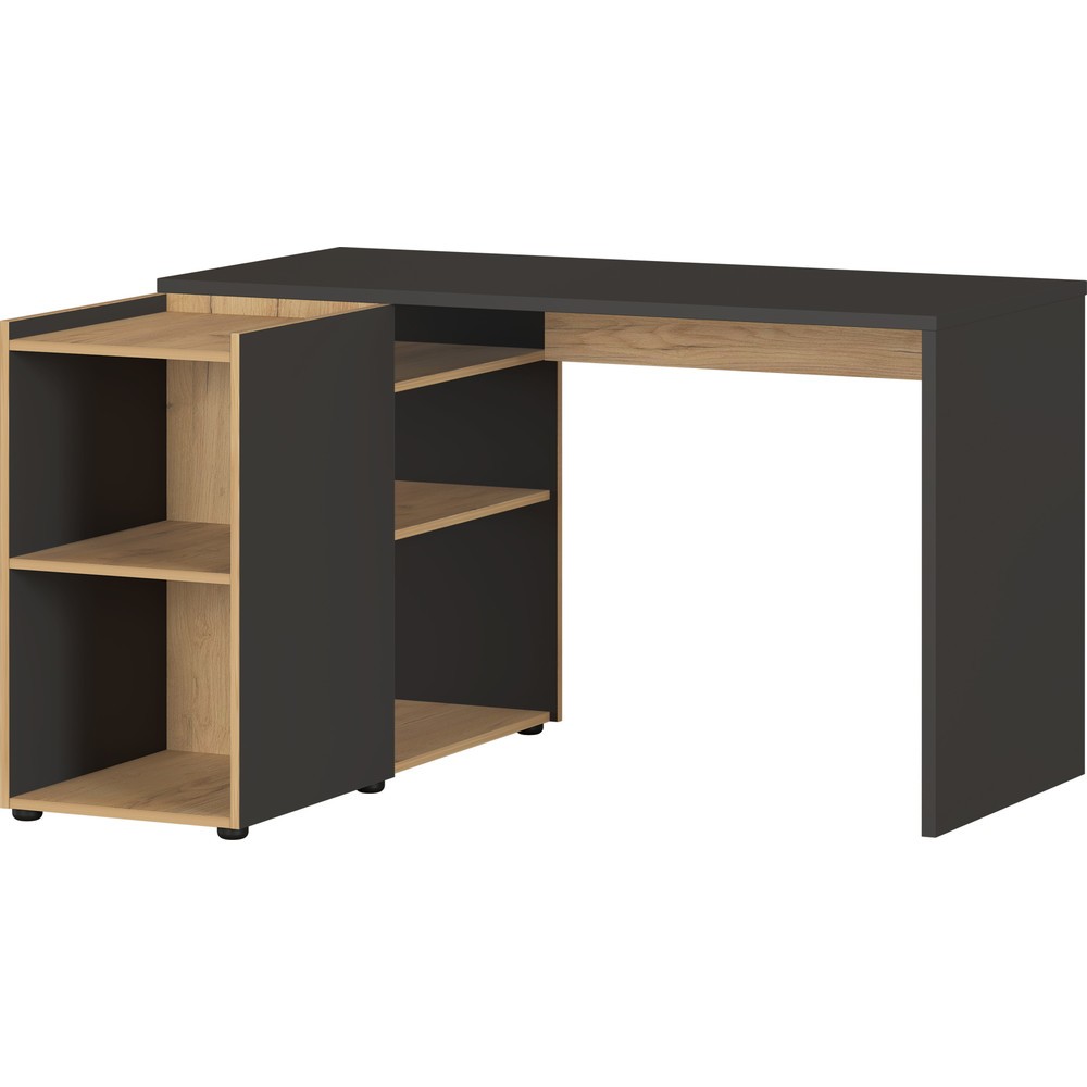 Illustration du produit: Bureau d'angle AUSTIN, 1 290 x 1 070 mm, graphite/noir chêne de Navarre