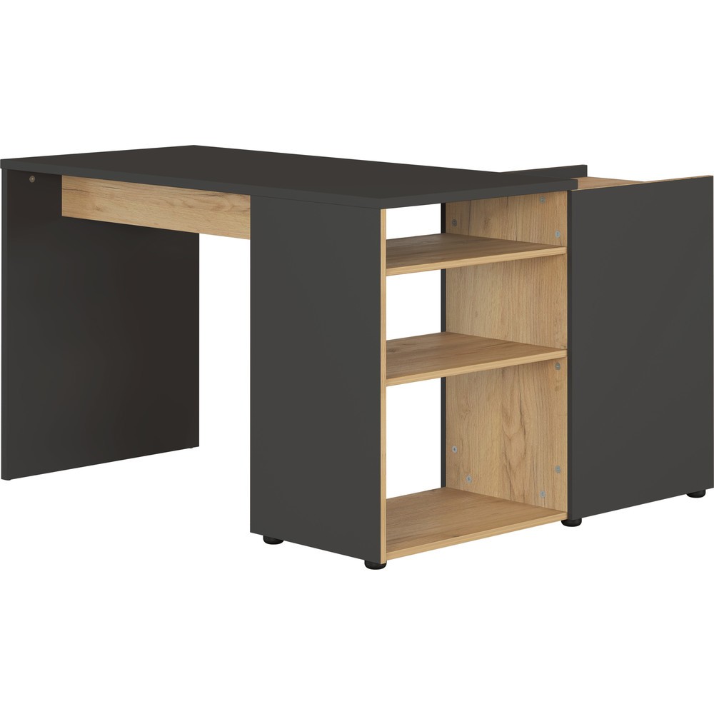 Produktabbildung Nr. 9: Bureau d'angle AUSTIN, 1 290 x 1 070 mm, graphite/noir chêne de Navarre