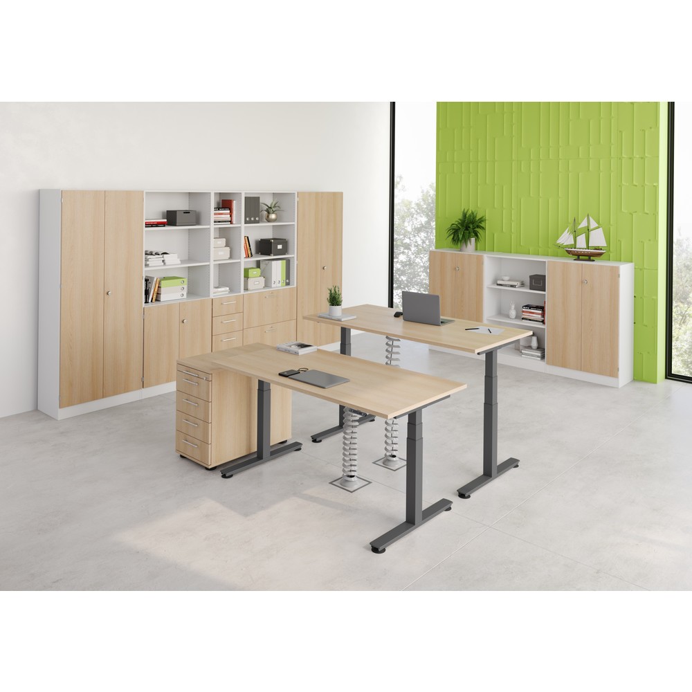Produktabbildung Nr. 5: Bureau assis/debout Hammerbacher él.200 x 100 cm blanc