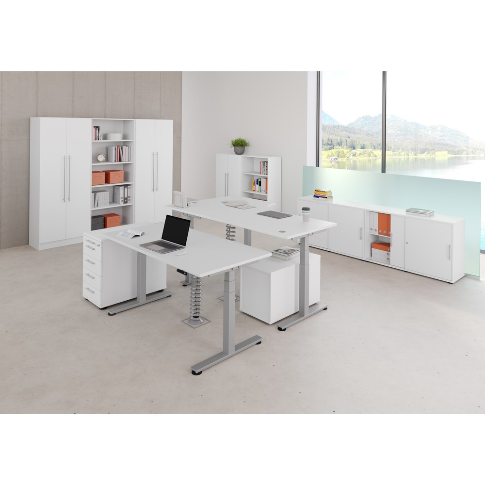 Produktabbildung Nr. 6: Bureau assis/debout Hammerbacher él.200 x 100 cm blanc