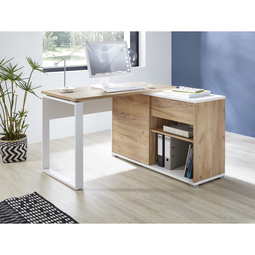 Produktabbildung Nr. 6: Bureau d'angle LIONI, blanc/imitation chêne de Navarre