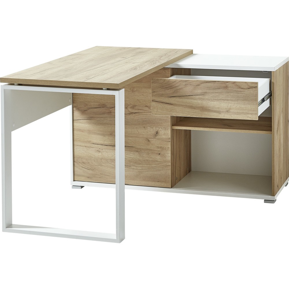 Produktabbildung Nr. 1: Bureau d'angle LIONI, blanc/imitation chêne de Navarre