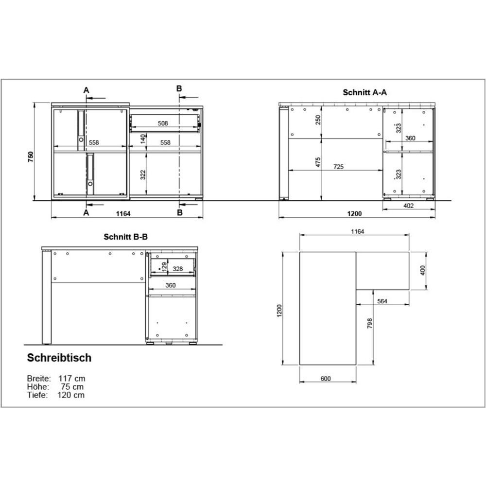 Produktabbildung Nr. 9: Bureau d'angle LIONI, blanc/imitation chêne de Navarre