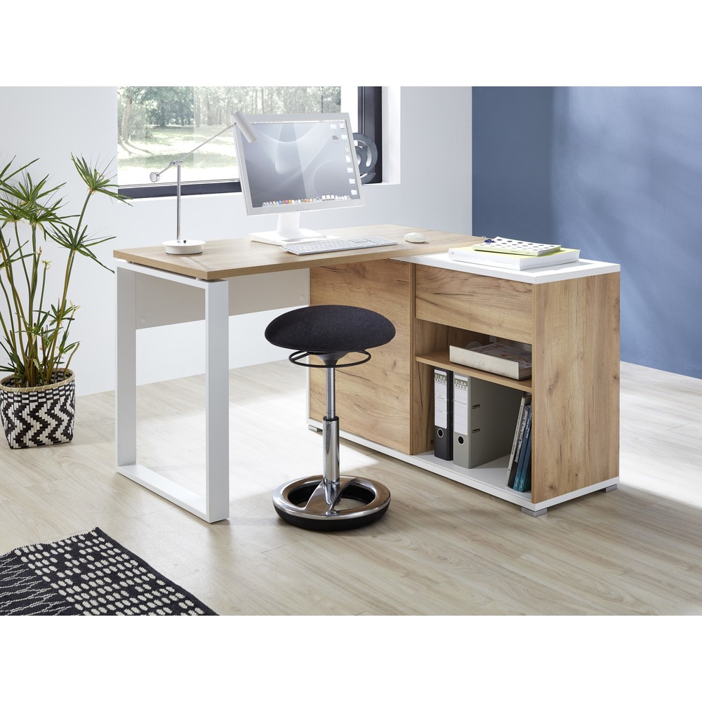 Produktabbildung Nr. 14: Bureau d'angle LIONI, blanc/imitation chêne de Navarre