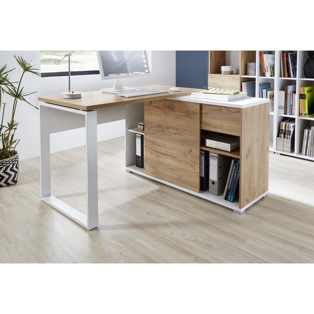Produktabbildung Nr. 16: Bureau d'angle LIONI, blanc/imitation chêne de Navarre
