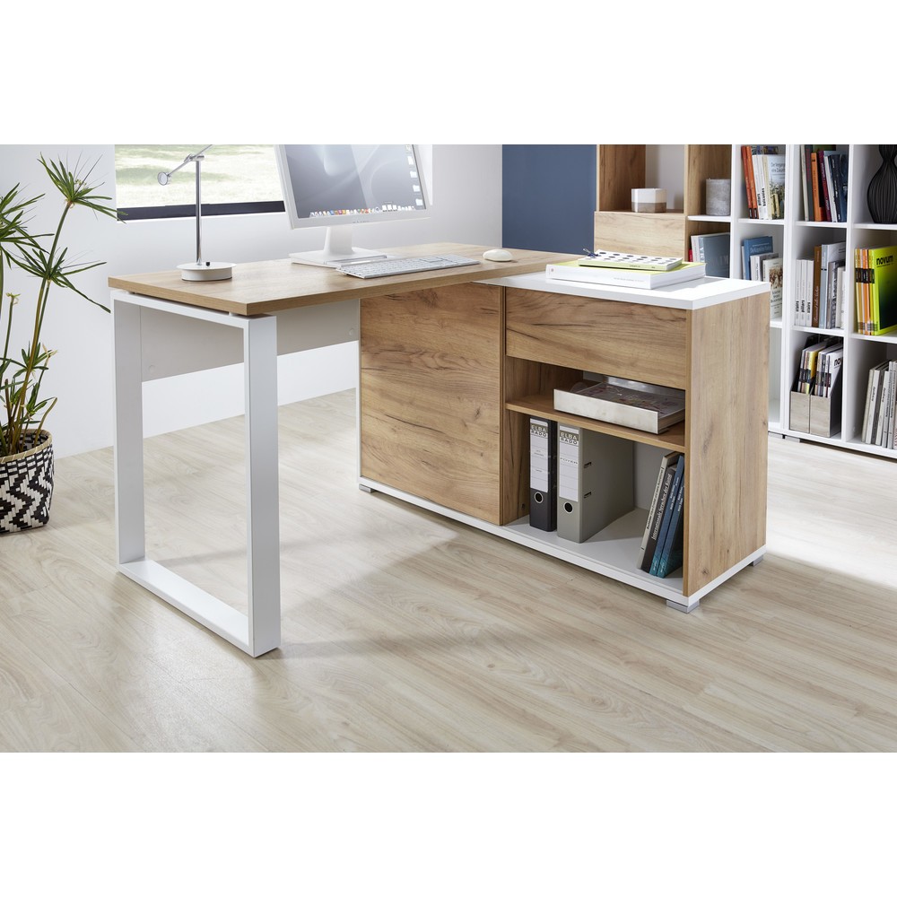 Produktabbildung Nr. 17: Bureau d'angle LIONI, blanc/imitation chêne de Navarre