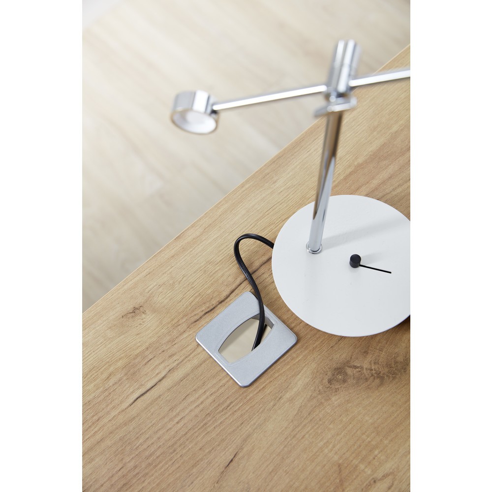 Produktabbildung Nr. 8: Bureau LIONI, avec patins métalliques, 1 170 x 1 200 mm, blanc/noir chêne de Navarre.
