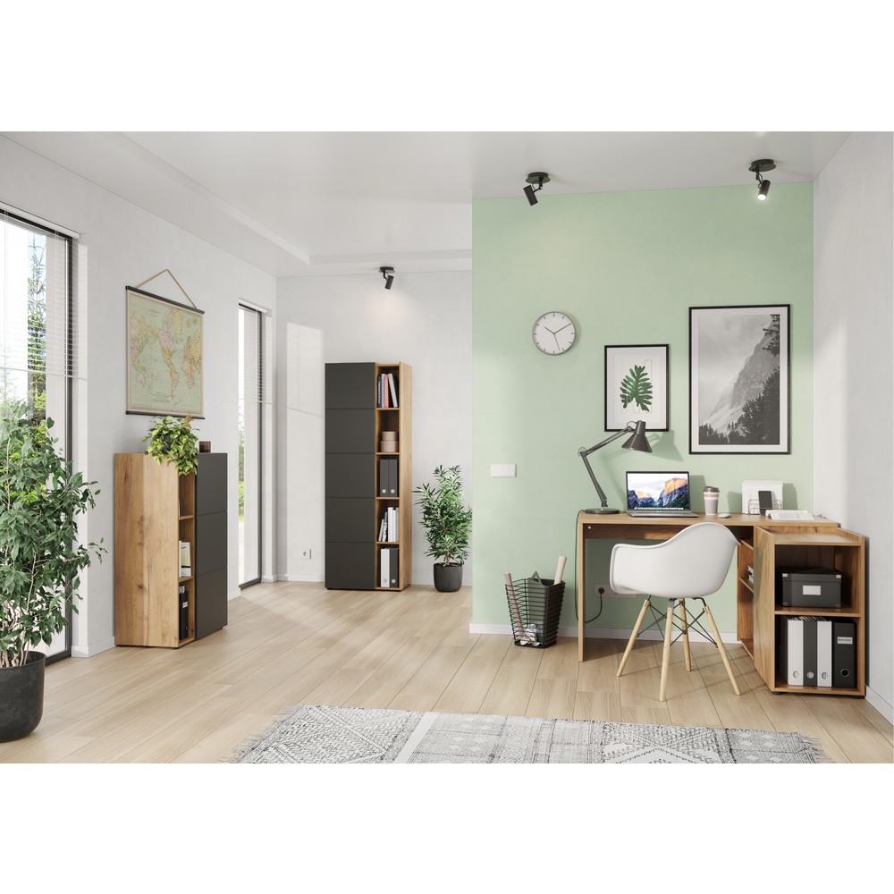 Produktabbildung Nr. 2: Bureau d'angle OLVERA, 1 290 x 1 070 mm, imitation chêne de Navarre.