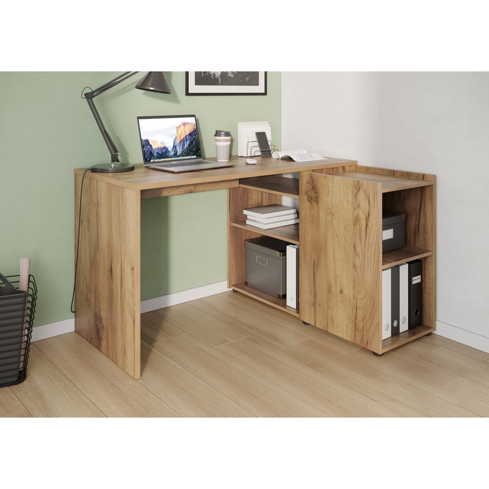 Produktabbildung Nr. 6: Bureau d'angle OLVERA, 1 290 x 1 070 mm, imitation chêne de Navarre.