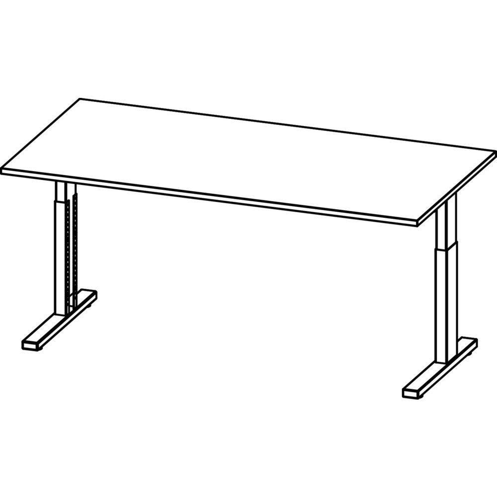 Produktabbildung Nr. 2: Bureau PROFI, 1 600 x 800 mm, réglable en hauteur mécaniquement, gris clair/argenté