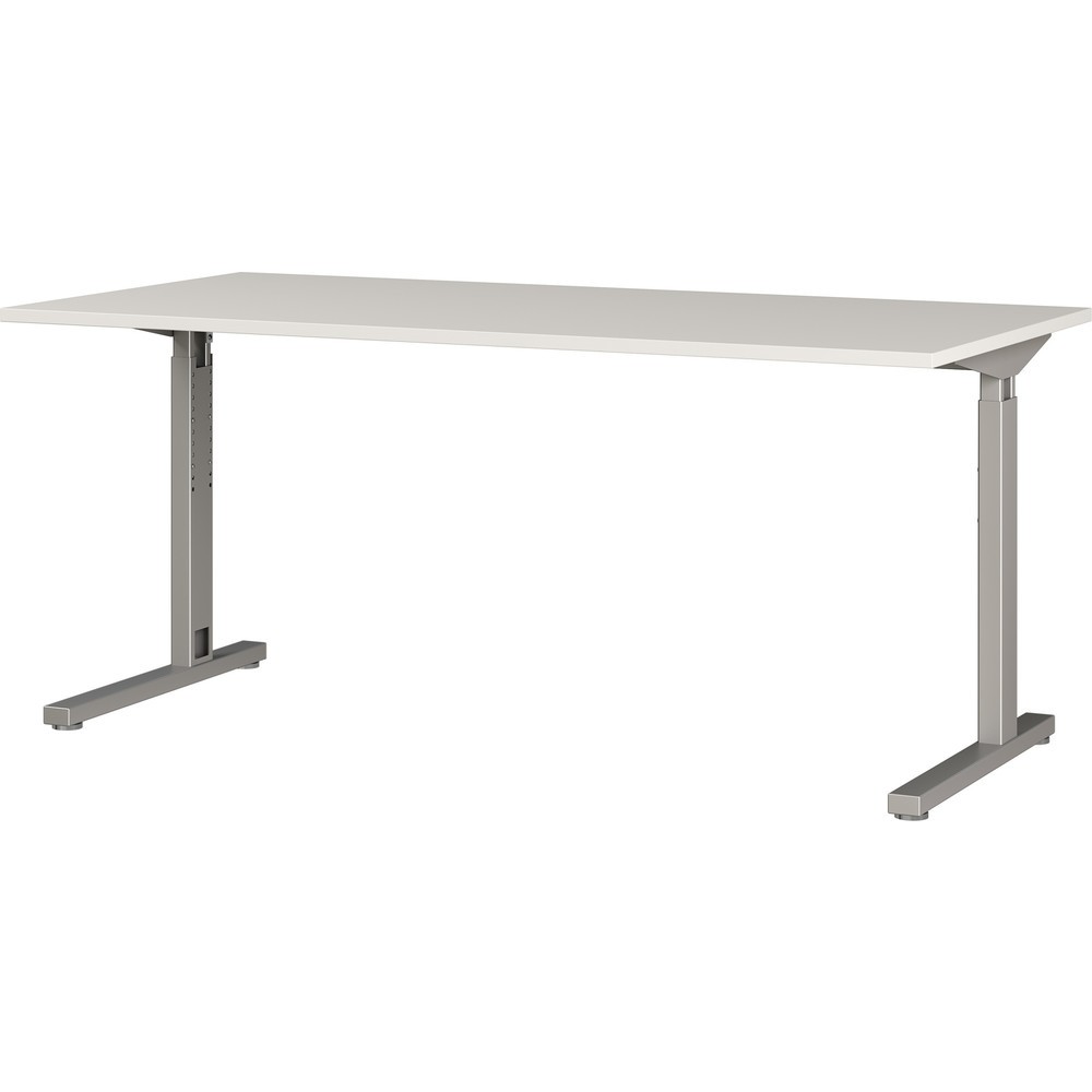 Illustration du produit: Bureau PROFI, 1 600 x 800 mm, réglable en hauteur mécaniquement, gris clair/argenté