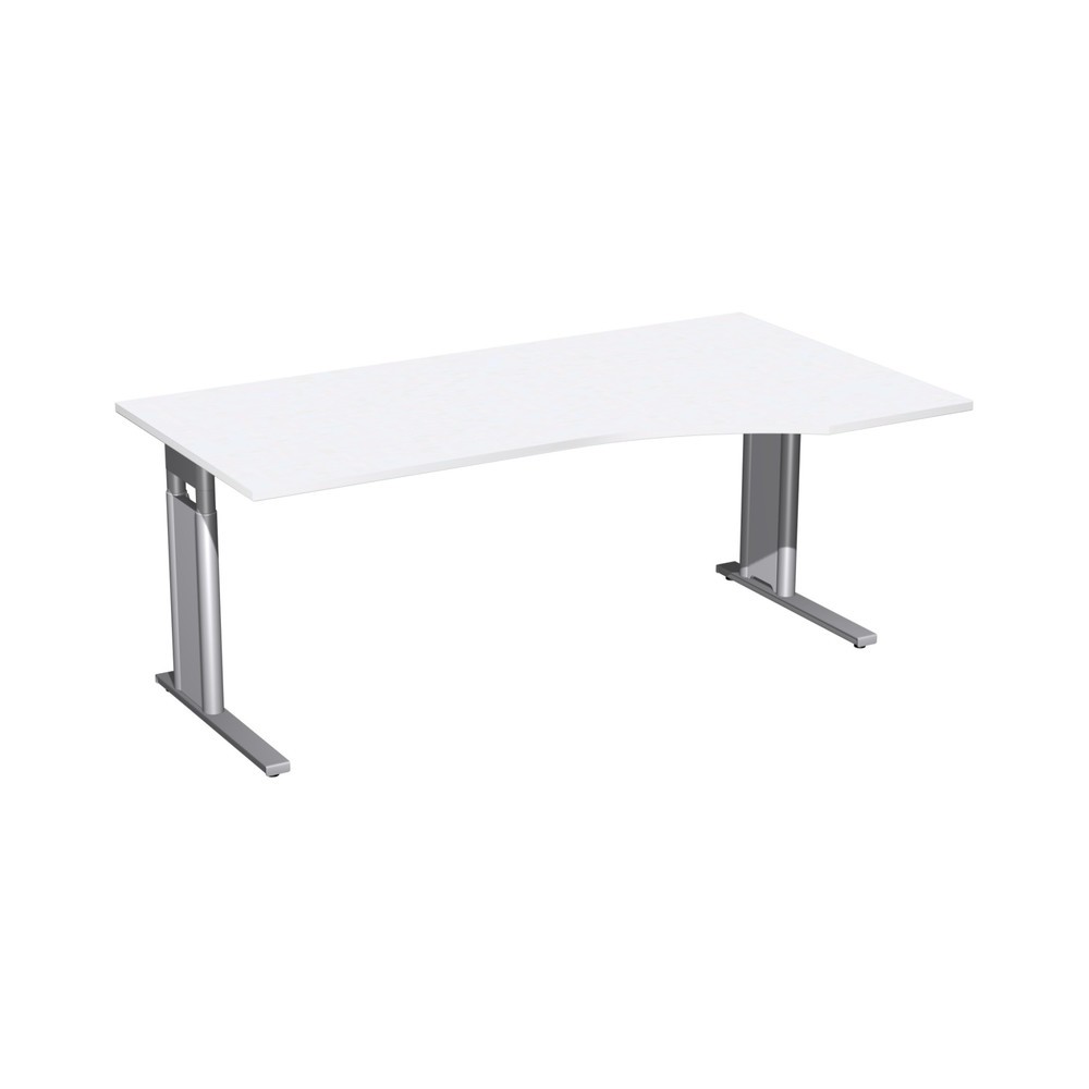 Illustration du produit: Bureau Profi, pied en C, forme pour PC à droite, réglable en hauteur, l x P 1 800 x 800/1 000 mm, blanc