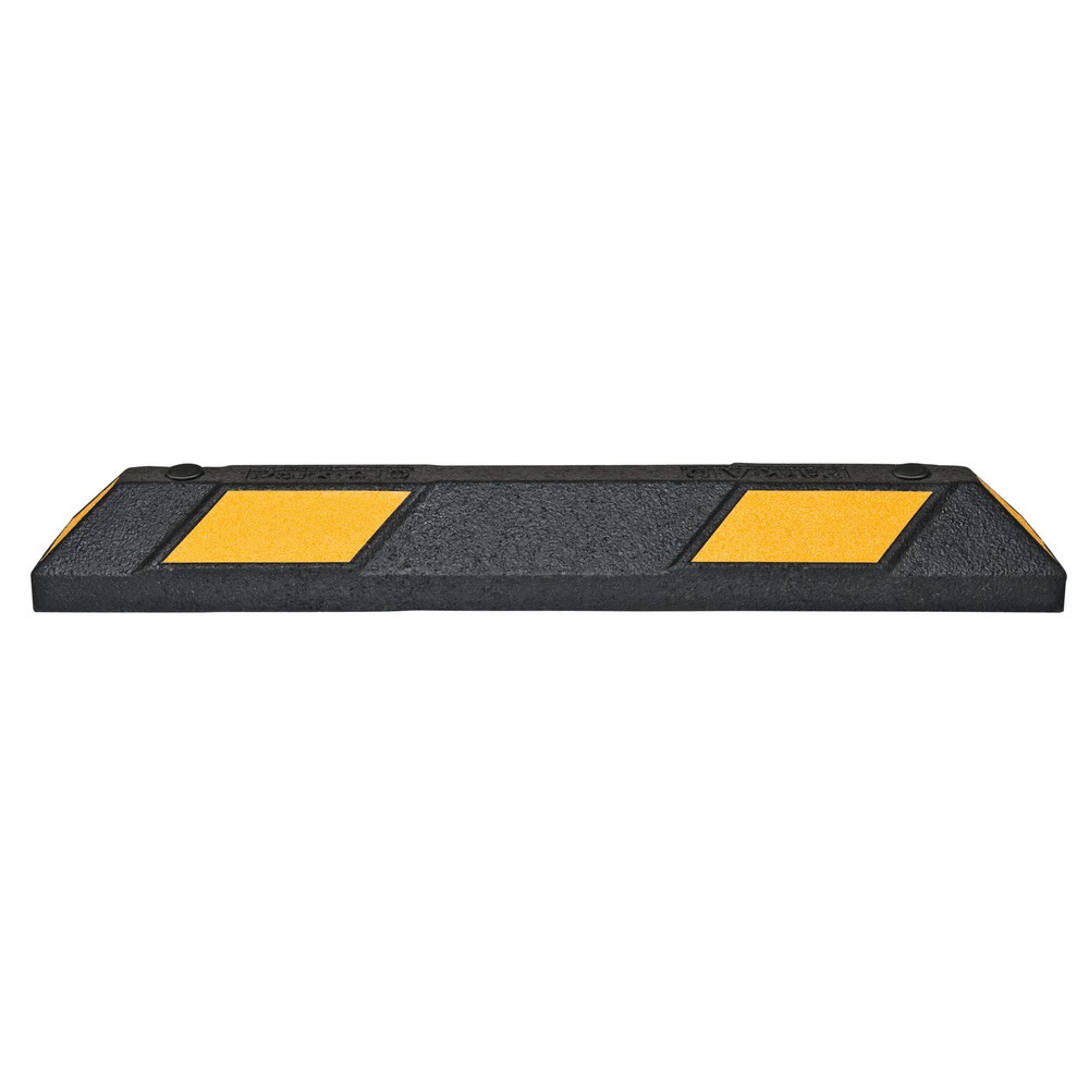 Illustration du produit: Butoir de roue MORAVIA Park-AID®, noir avec bandes réfléchissantes jaunes, largeur 900 mm