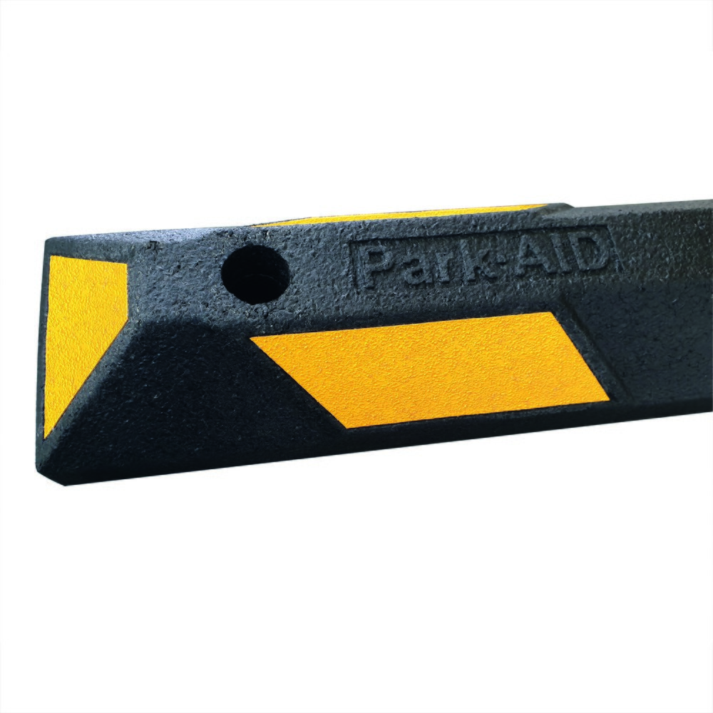 Produktabbildung Nr. 3: Butoir de roue MORAVIA Park-AID®, noir avec bandes réfléchissantes jaunes, largeur 900 mm