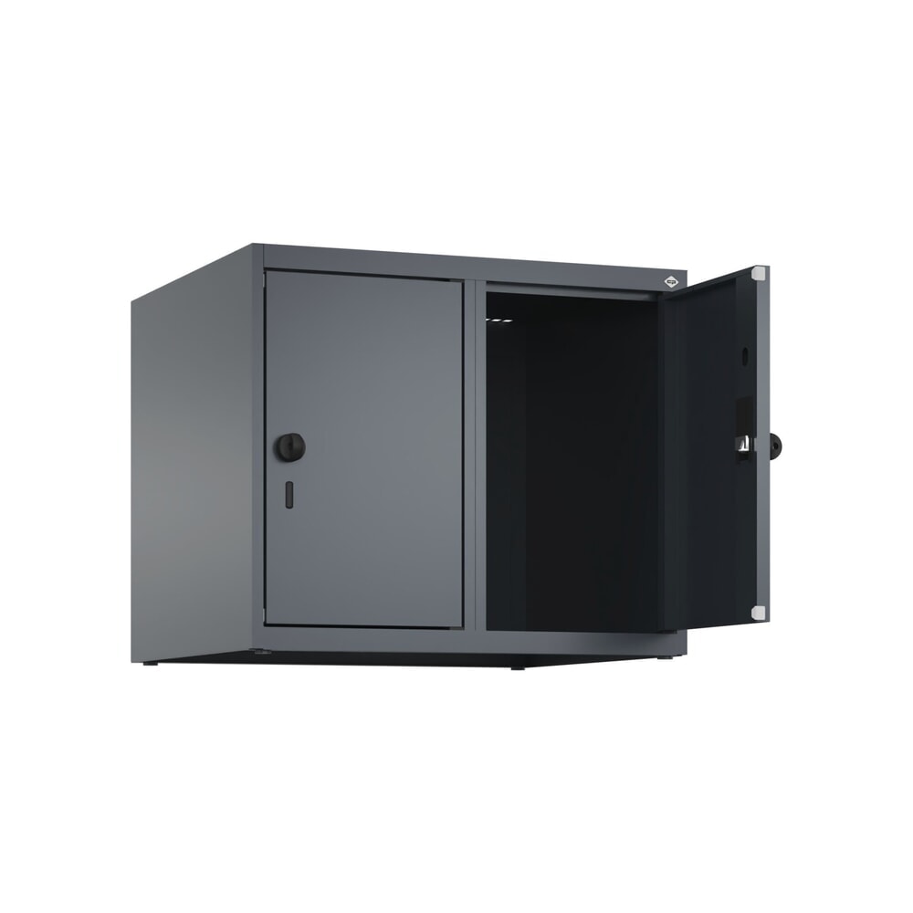 Produktabbildung: C+P Aufsatzschrank für Kleiderspind Serie Classic PLUS, 2 Abteile Breite 300 mm, anthrazitgrau, anthrazitgrau, für Vorhängeschloss