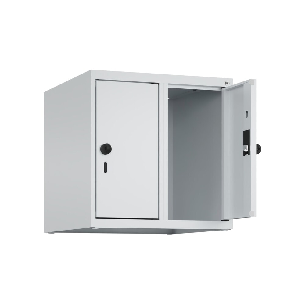 C+P Aufsatzschrank für Kleiderspind Serie Classic PLUS, 2 Abteile Breite 250 mm, lichtgrau, lichtgrau, für Vorhängeschloss Produktabbildung: C+P Aufsatzschrank für Kleiderspind Serie Classic PLUS, 2 Abteile Breite 250 mm, lichtgrau, lichtgrau, für Vorhängeschloss