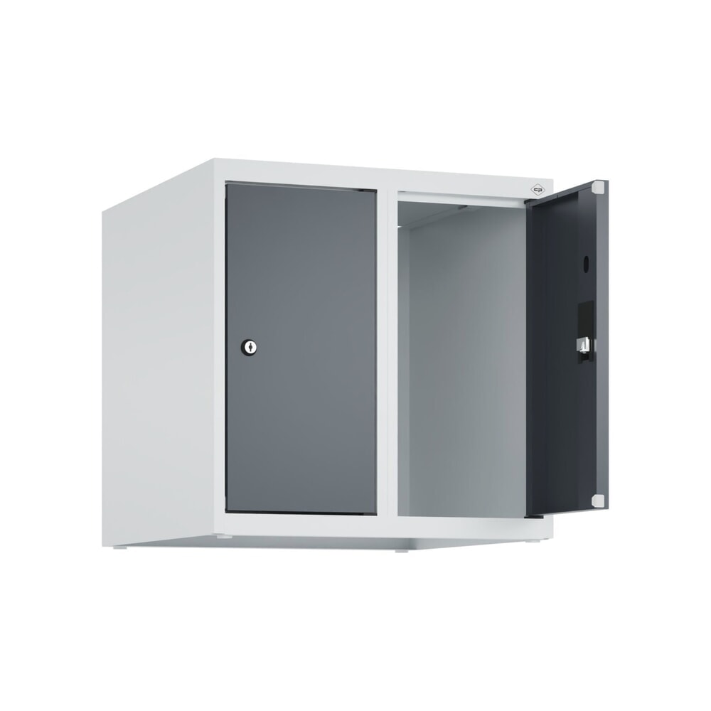 Illustration du produit: C+P Aufsatzschrank für Kleiderspind Serie Classic PLUS, 2 Abteile Breite 250 mm, lichtgrau, anthrazitgrau, Zylinderschloss
