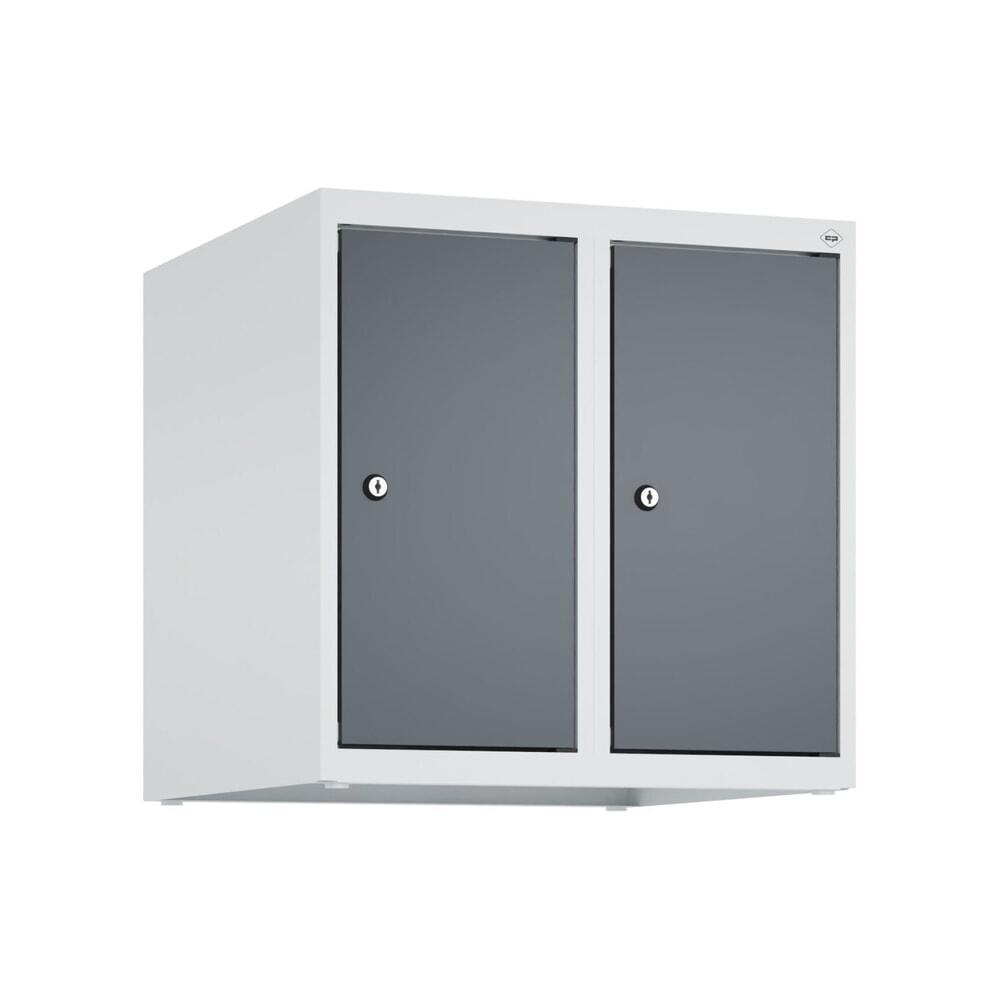N° de l'image du produit 9 : C+P Aufsatzschrank für Kleiderspind Serie Classic PLUS, 2 Abteile Breite 250 mm, lichtgrau, anthrazitgrau, Zylinderschloss