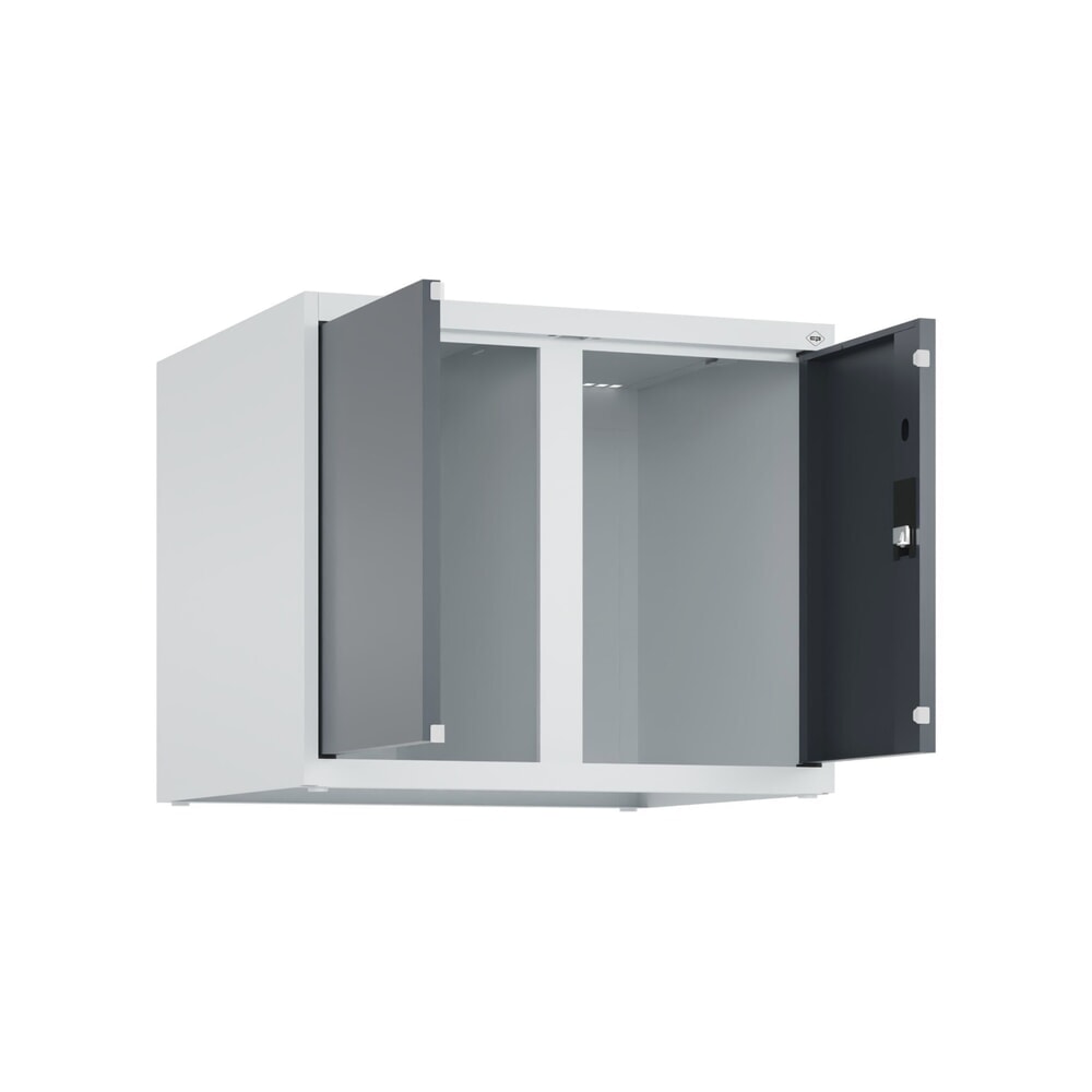Produktabbildung: C+P Aufsatzschrank für Kleiderspind Serie Classic PLUS, 2 Abteile mit Trennwand, Breite 300 mm, lichtgrau, anthrazitgrau, Zylinderschloss
