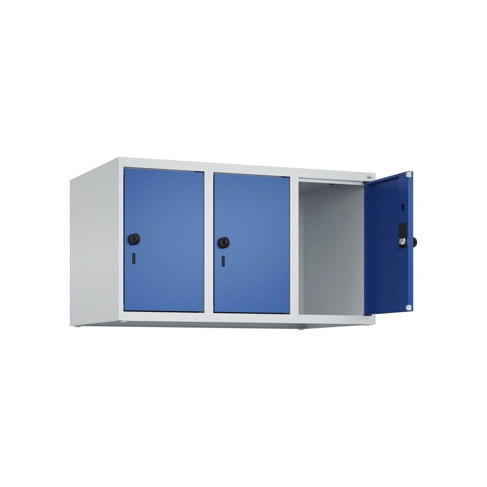 Illustration du produit: C+P Aufsatzschrank für Kleiderspind Serie Classic PLUS, 3 Abteile Breite 300 mm, lichtgrau, enzianblau, für Vorhängeschloss