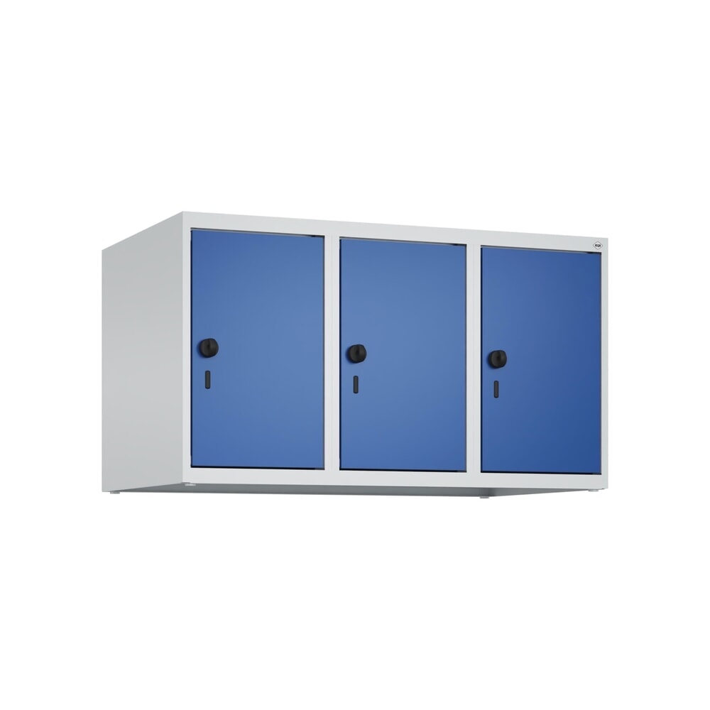 Produktabbildung Nr. 9: C+P Aufsatzschrank für Kleiderspind Serie Classic PLUS, 3 Abteile Breite 300 mm, lichtgrau, enzianblau, für Vorhängeschloss