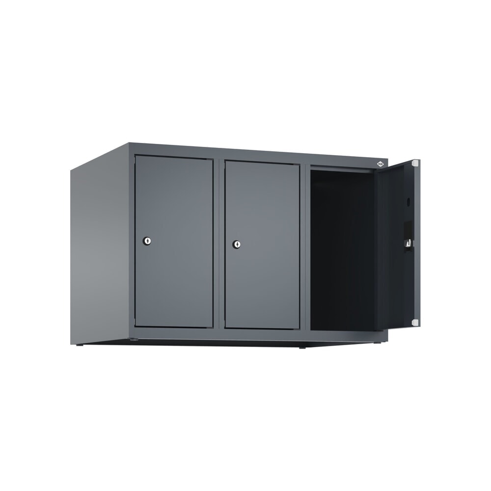 Illustration du produit: C+P Aufsatzschrank für Kleiderspind Serie Classic PLUS, 3 Abteile Breite 250 mm, anthrazitgrau, Zylinderschloss