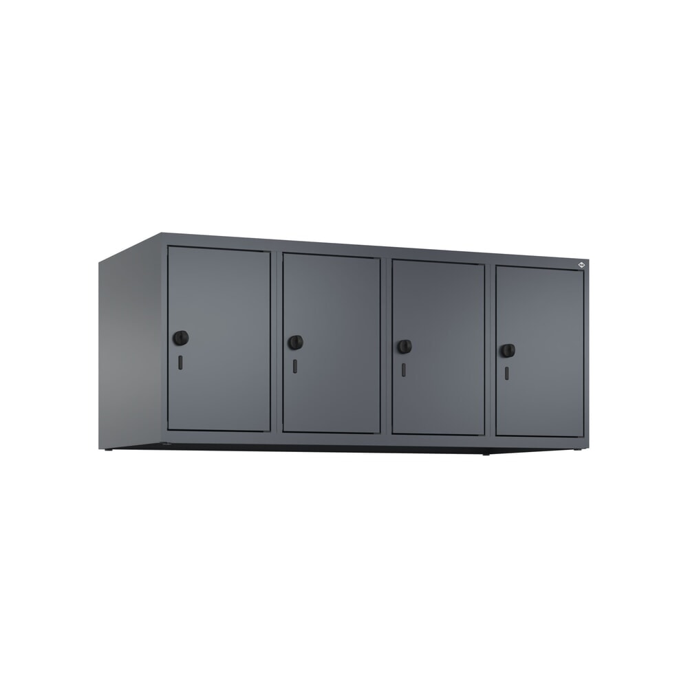 N° de l'image du produit 9 : C+P Aufsatzschrank für Kleiderspind Serie Classic PLUS, 4 Abteile Breite 300 mm, anthrazitgrau, anthrazitgrau, für Vorhängeschloss