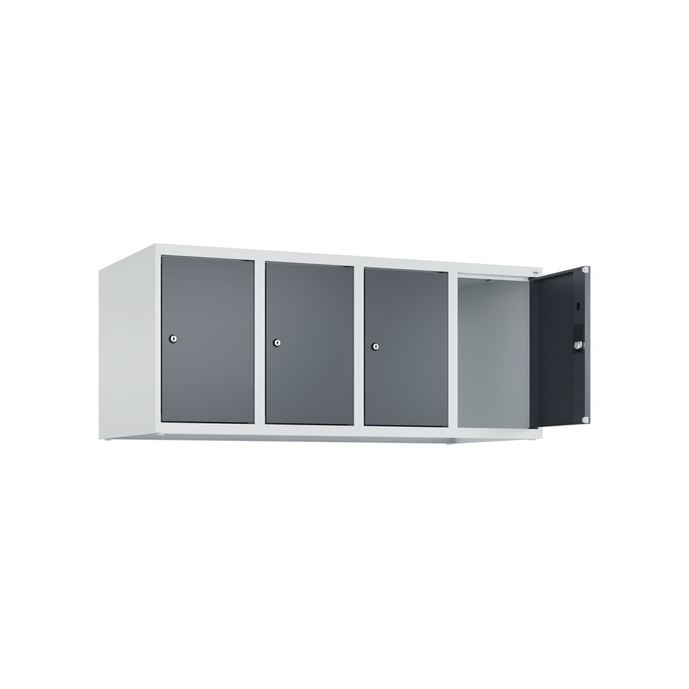 Illustration du produit: C+P Aufsatzschrank für Kleiderspind Serie Classic PLUS, 4 Abteile Breite 300 mm, lichtgrau, anthrazitgrau, Zylinderschloss
