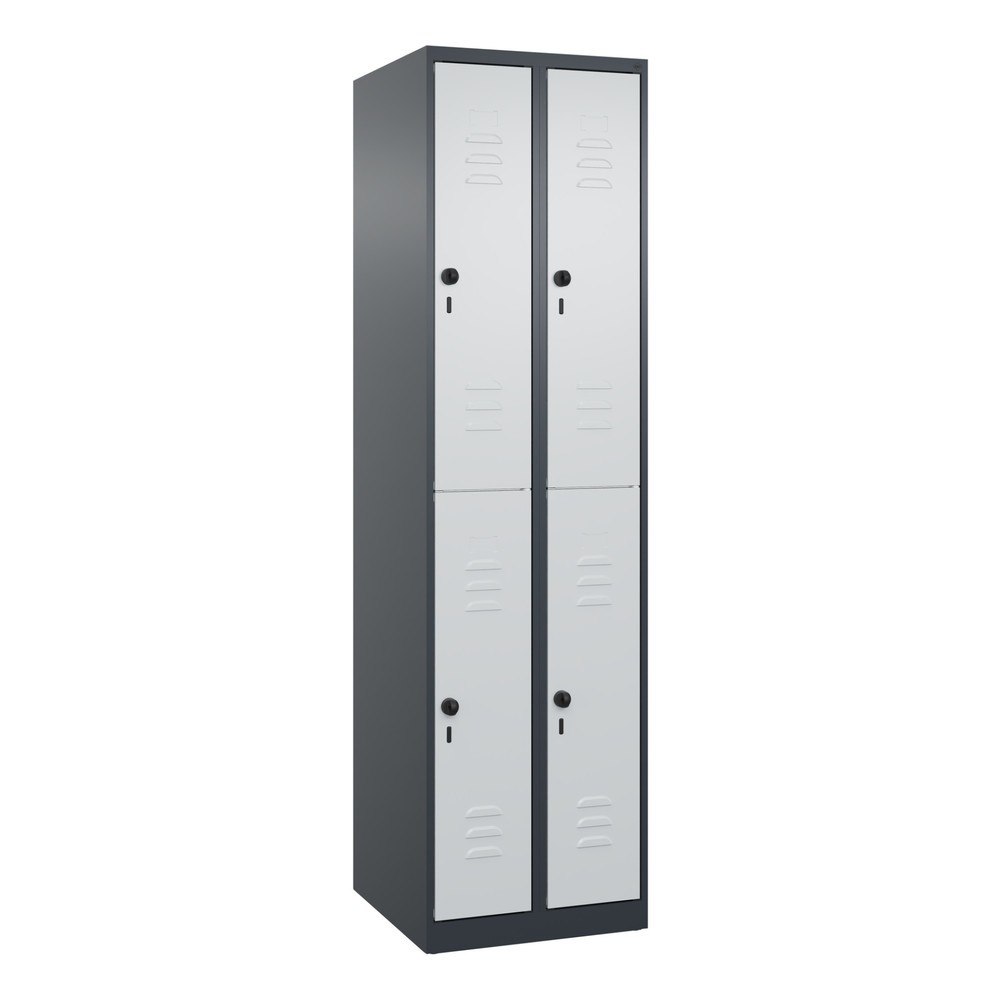 Produktabbildung: C+P Doppelstock-Spind Classic PLUS, 1-4 Abteile, 2-8 Fächer, HxT 1.850 x 500 mm, für Vorhängeschloss